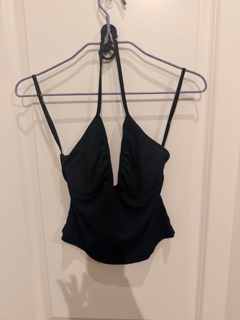 Aritzia Black Halter Deep-V Crop Top
